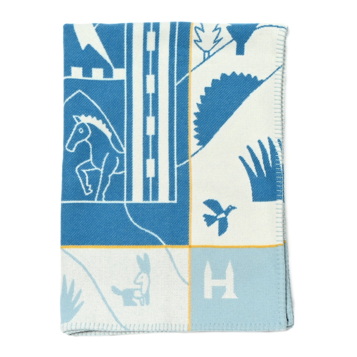Wool Cashmere Avalon Epopee Blanket Bleu Paon Celadon