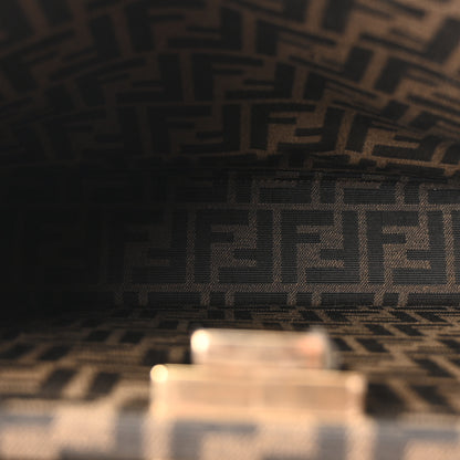 Fendi Fabric Jacquard Paillettes Vitello Seta FF 1974 Medium Peekaboo I SEE U Satchel Tobacco Moro 5 of 9