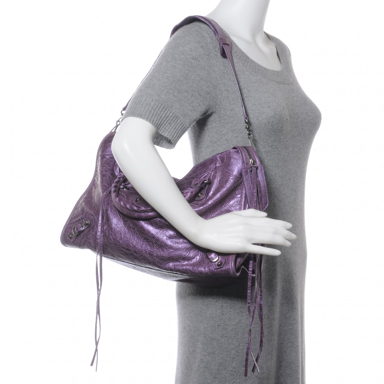 Balenciaga Agneau Classic Hardware City Metallic Purple 2 of 9