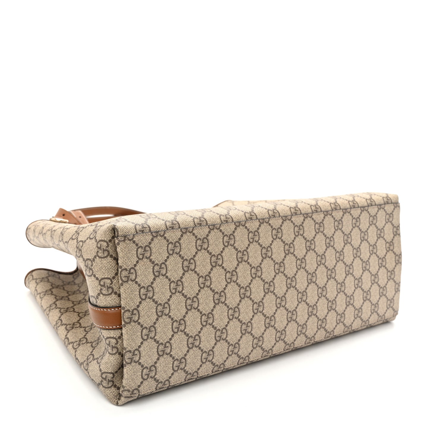 GG Supreme Monogram Emblem Large Tote Bag Beige Dark Brown