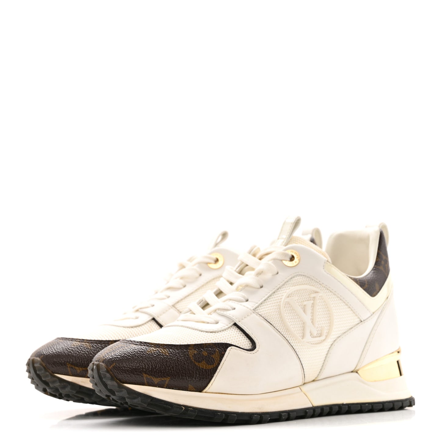 Calfskin Monogram Run Away Sneakers 37 White