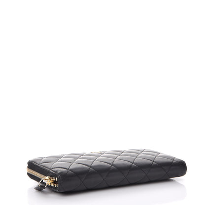 Chanel Lambskin Quilted Large Gusset Zip Around Wallet Black 4 of 15
