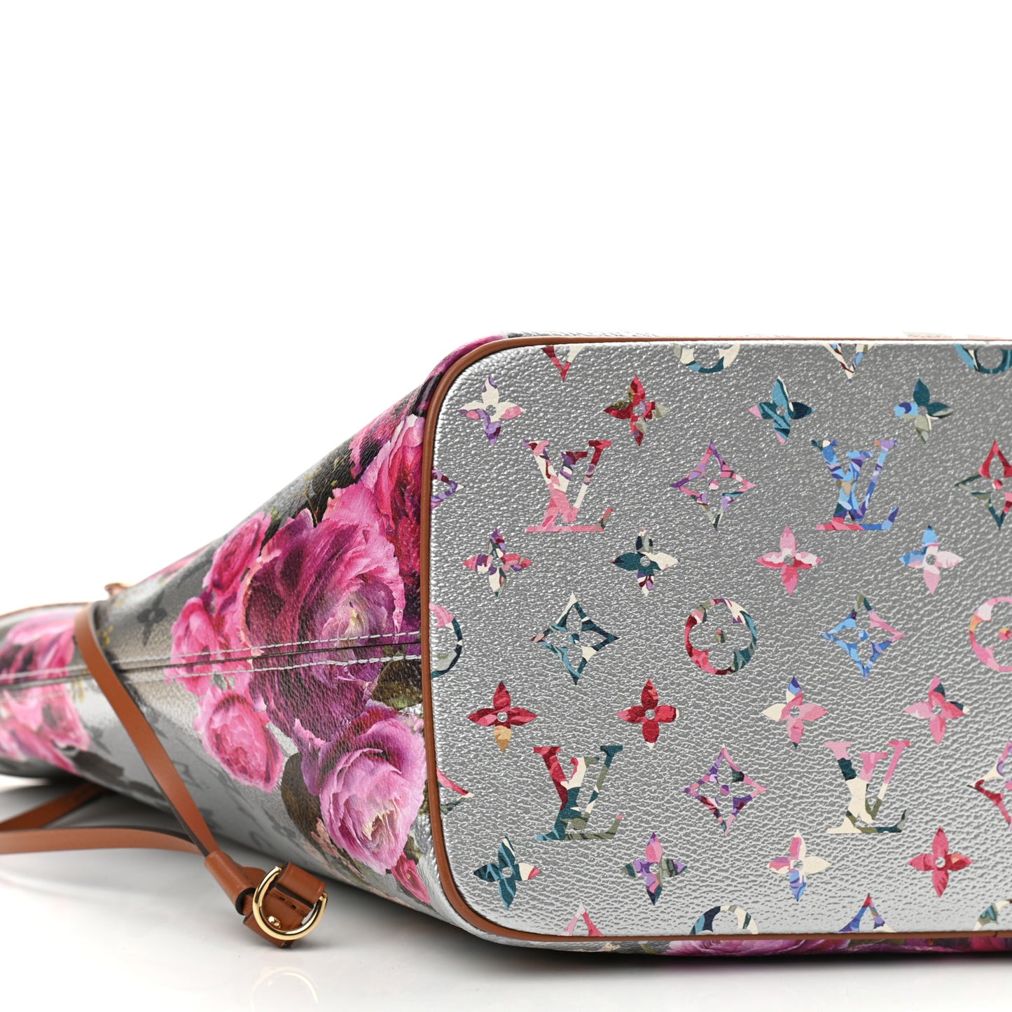 Metallic Monogram LV Garden Neverfull MM Silver