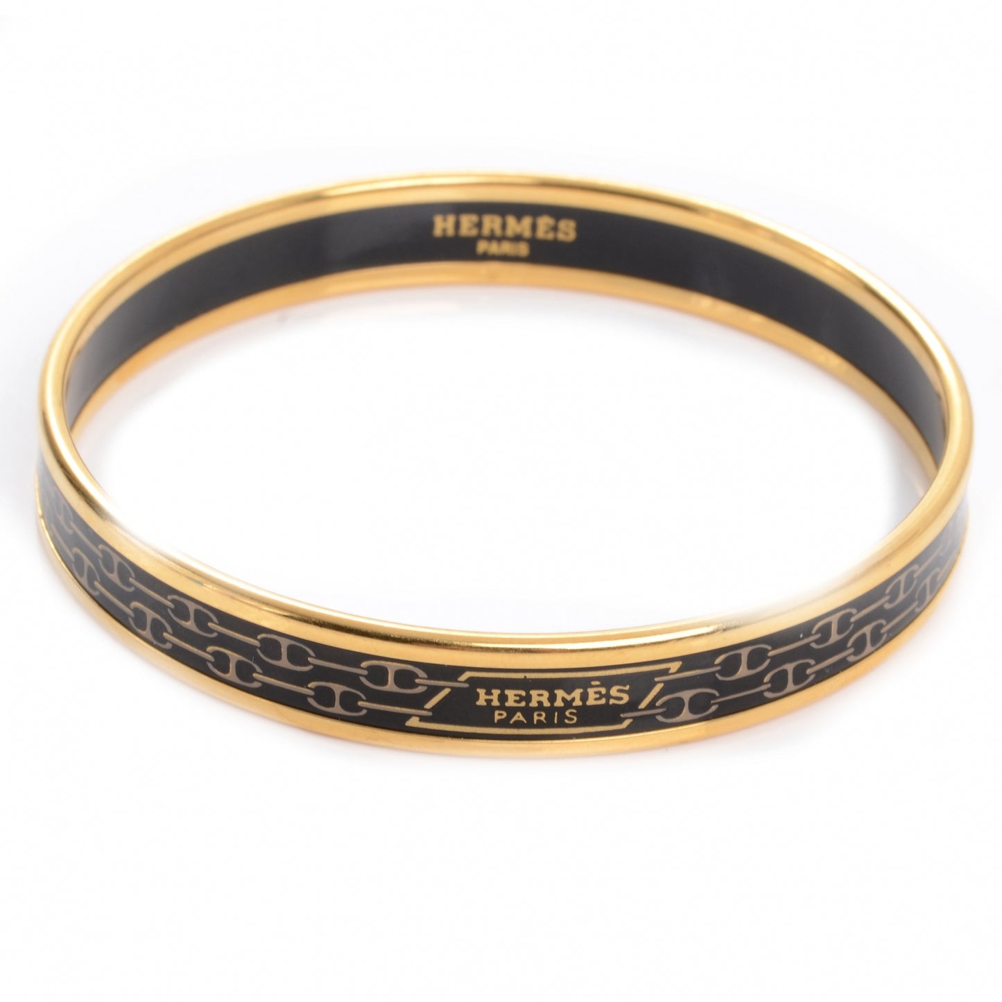Enamel Narrow Printed Chain D Ancre Bracelet Black