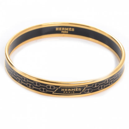 Hermes Enamel Narrow Printed Chain D Ancre Bracelet Black 1 of 5