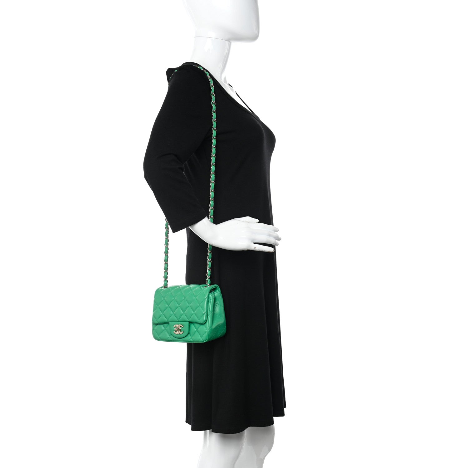 Chanel Lambskin Quilted Mini Square Flap Green 2 of 16