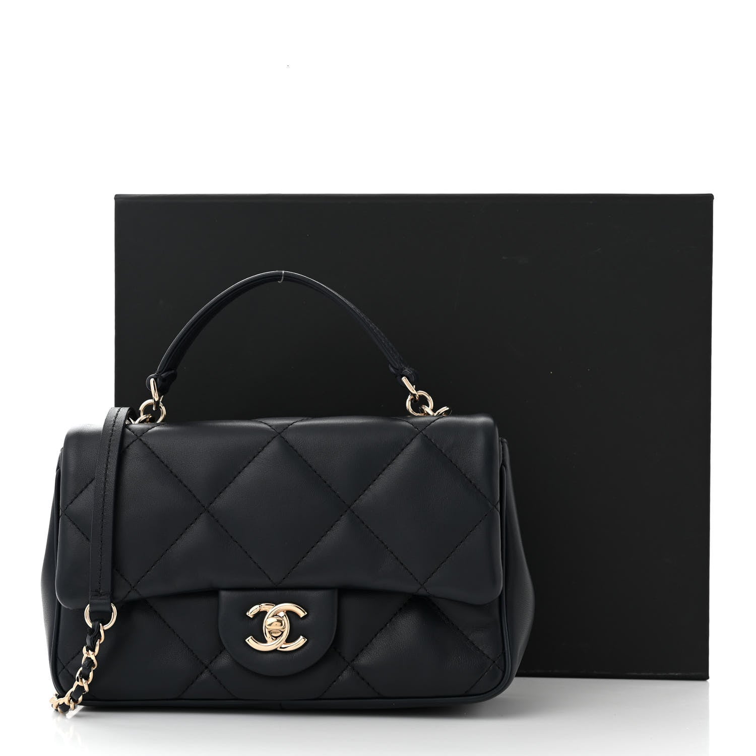 Chanel Lambskin Quilted Small Easy Carry Flap Navy 11 of 11
