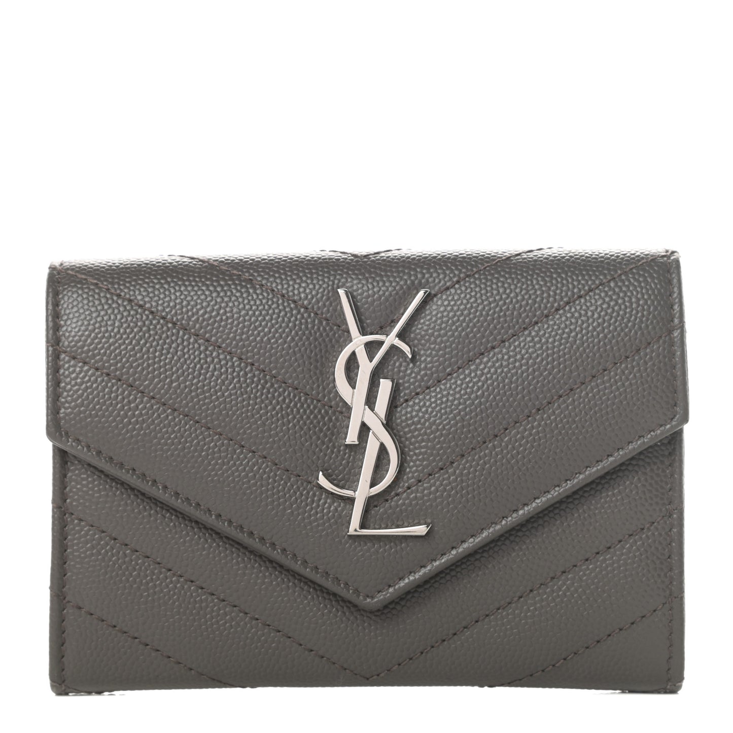 Grain De Poudre Matelasse Chevron Small Monogram Envelope Wallet Earth
