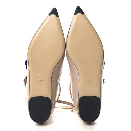 Fendi Patent Flowerland Strappy Flats 39 Nude 6 of 8