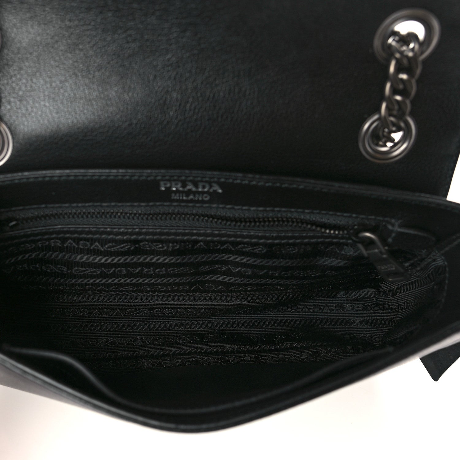 Prada Glace Calfskin Studded Crossbody White Black 6 of 10