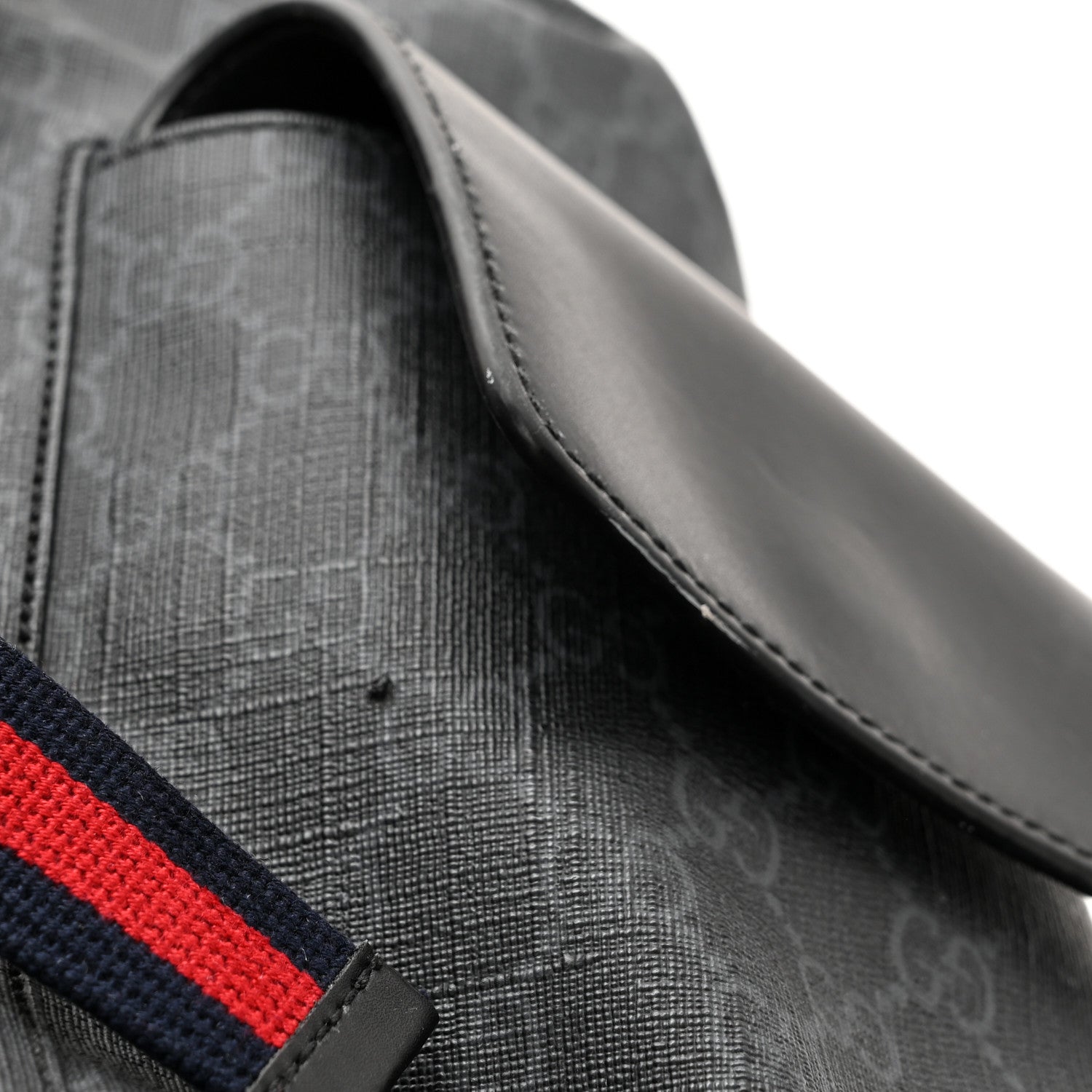 Gucci Soft GG Supreme Monogram Appia Calfskin Web Double Buckle Backpack Black 11 of 13