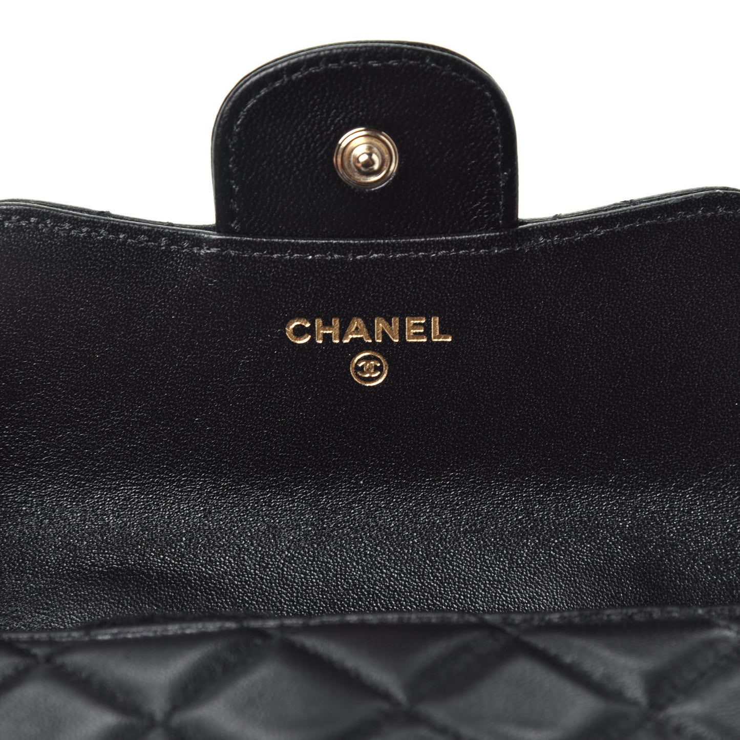 Lambskin Quilted Top Handle Flap Coin Purse With Chain Black
