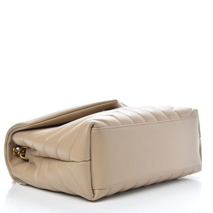Saint Laurent Calfskin Y Quilted Monogram Small Loulou Chain Satchel Dark Beige 5 of 10
