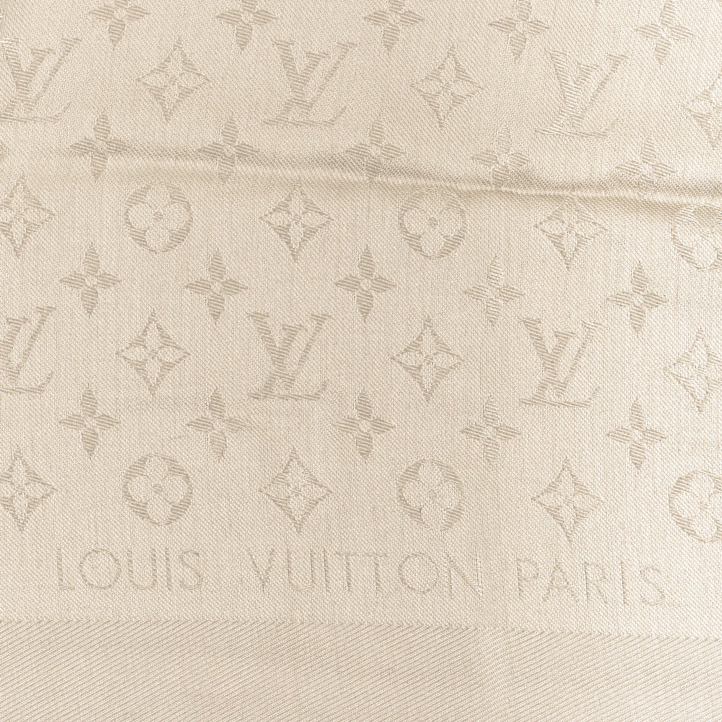 Silk Wool Monogram Shawl Greige