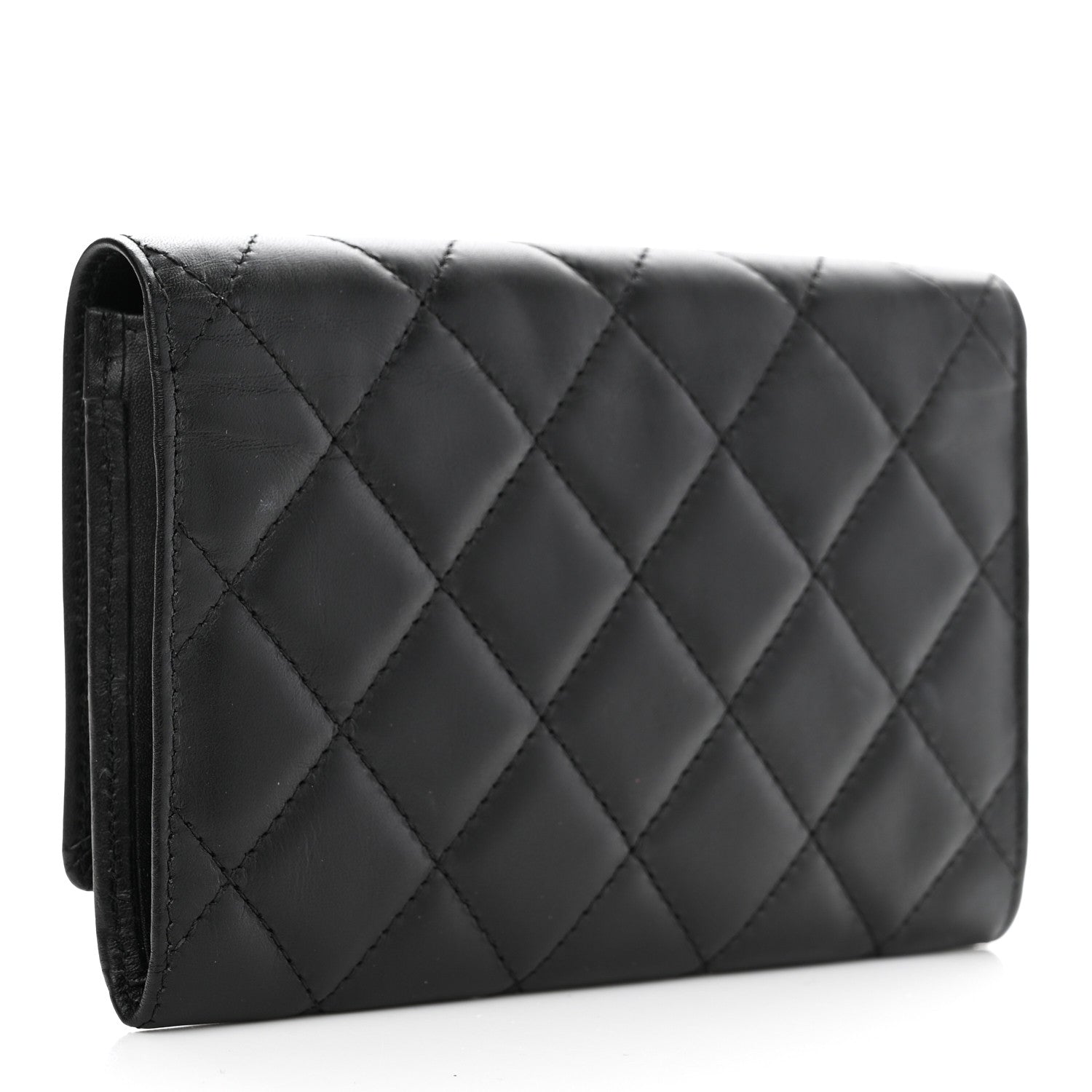 Chanel Calfskin Quilted Cambon Flap Wallet Black White 3 of 8