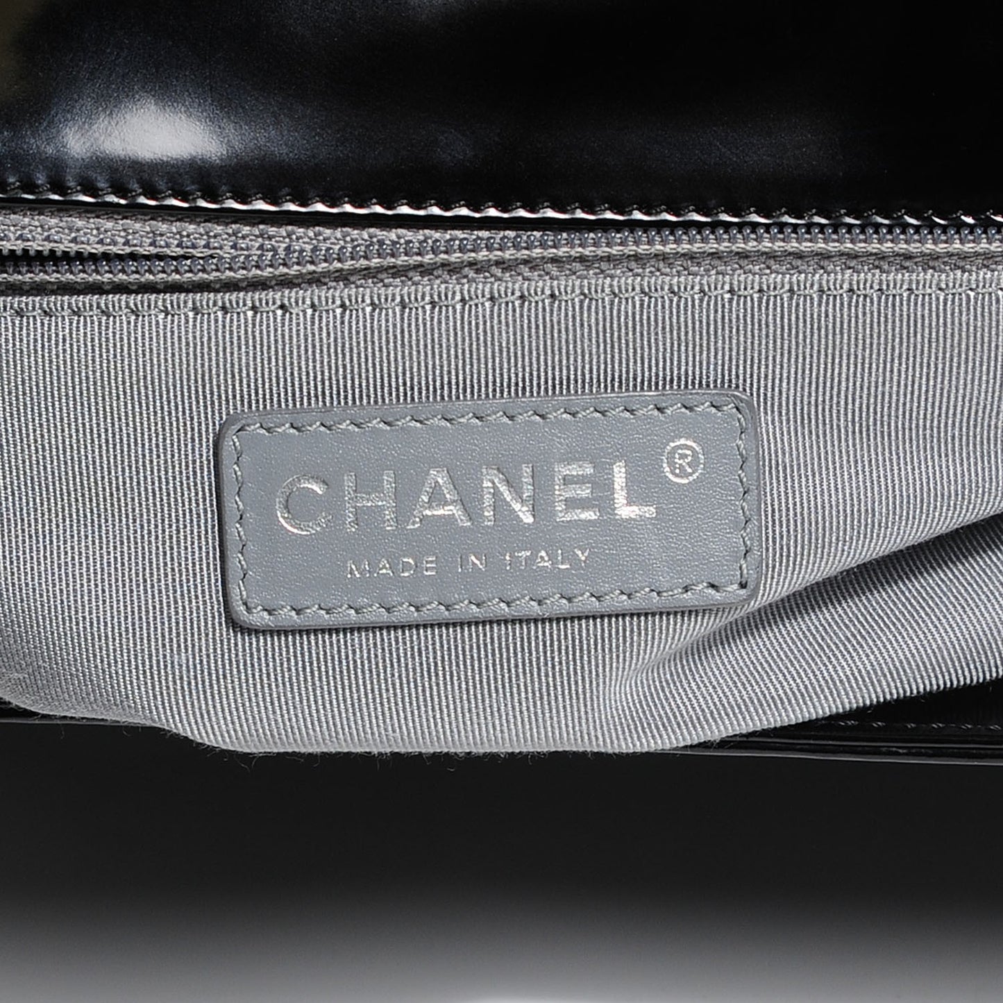 Glazed Calfskin Large Boy Flap Black