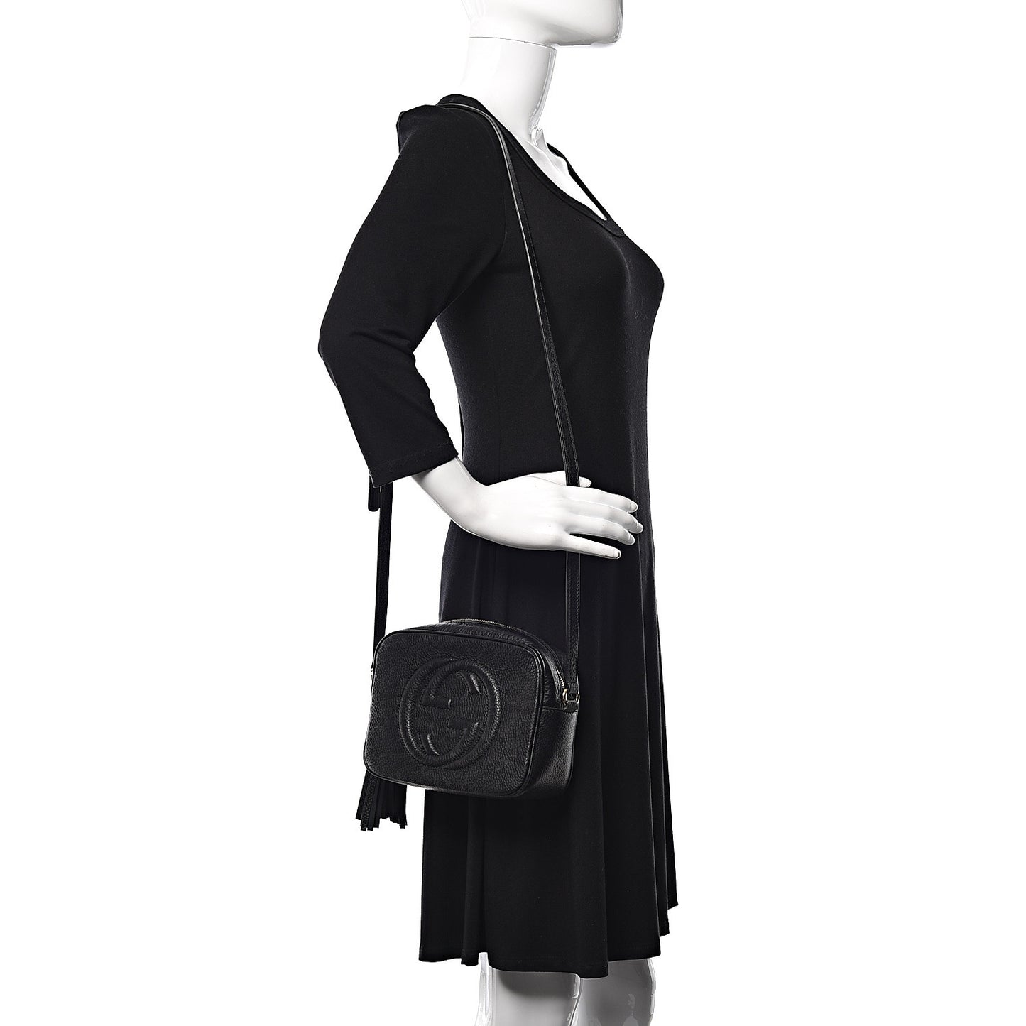Pebbled Calfskin Small Soho Disco Bag Black