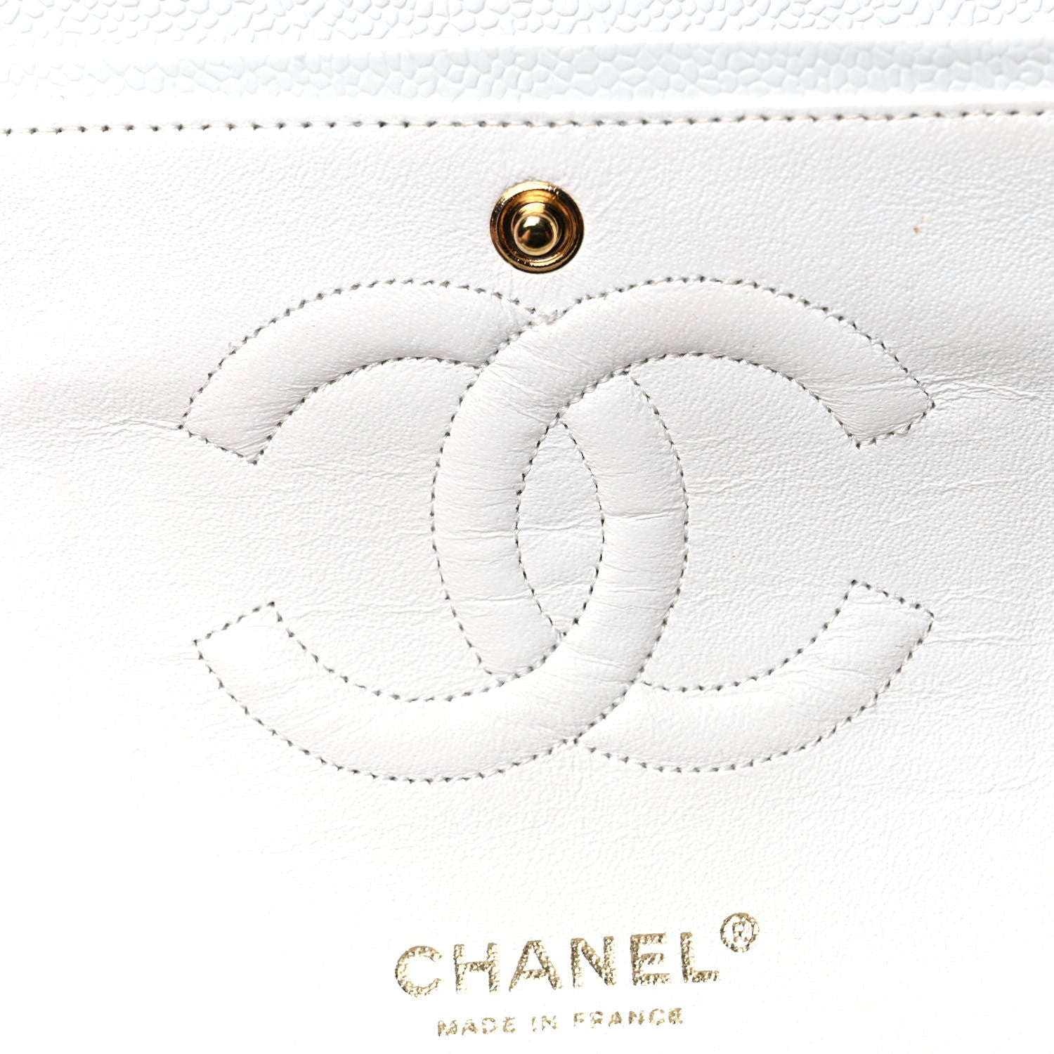 Chanel Caviar Quilted Medium Double Flap White 11 of 16
