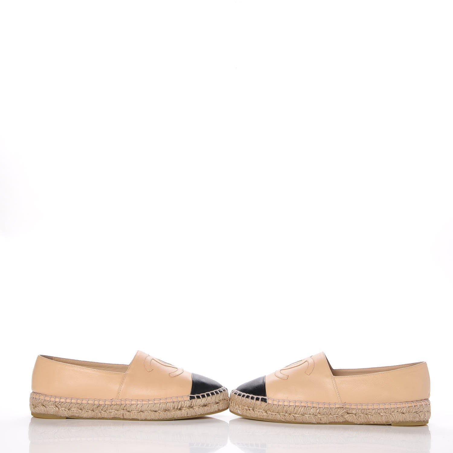 Chanel Lambskin CC Espadrilles 38 Beige Black 5 of 14