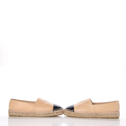 Chanel Lambskin CC Espadrilles 38 Beige Black 5 of 14