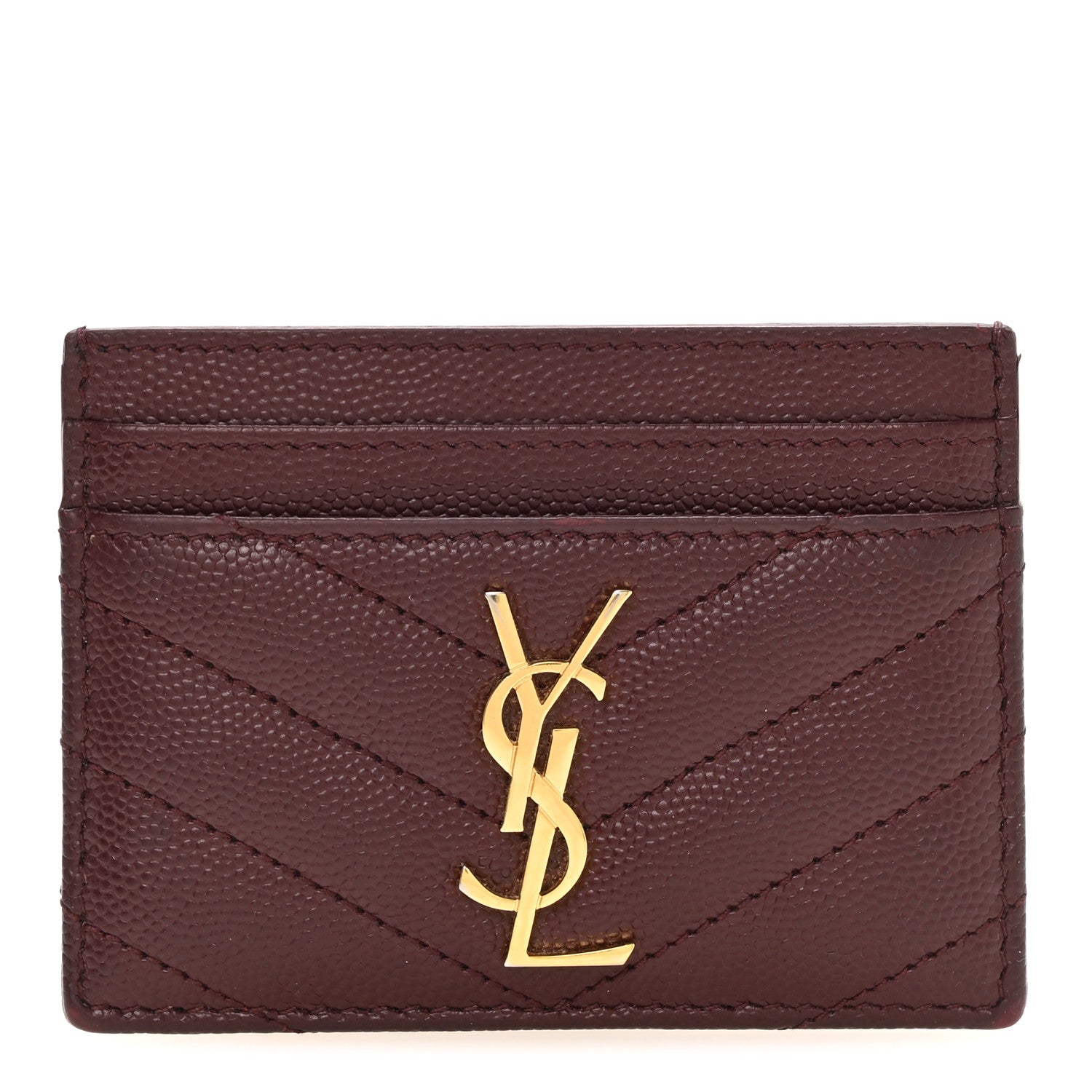 Saint Laurent Grain De Poudre Matelasse Chevron Cassandre Credit Card Case Rouge Legion 1 of 9