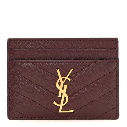 Saint Laurent Grain De Poudre Matelasse Chevron Cassandre Credit Card Case Rouge Legion 1 of 9