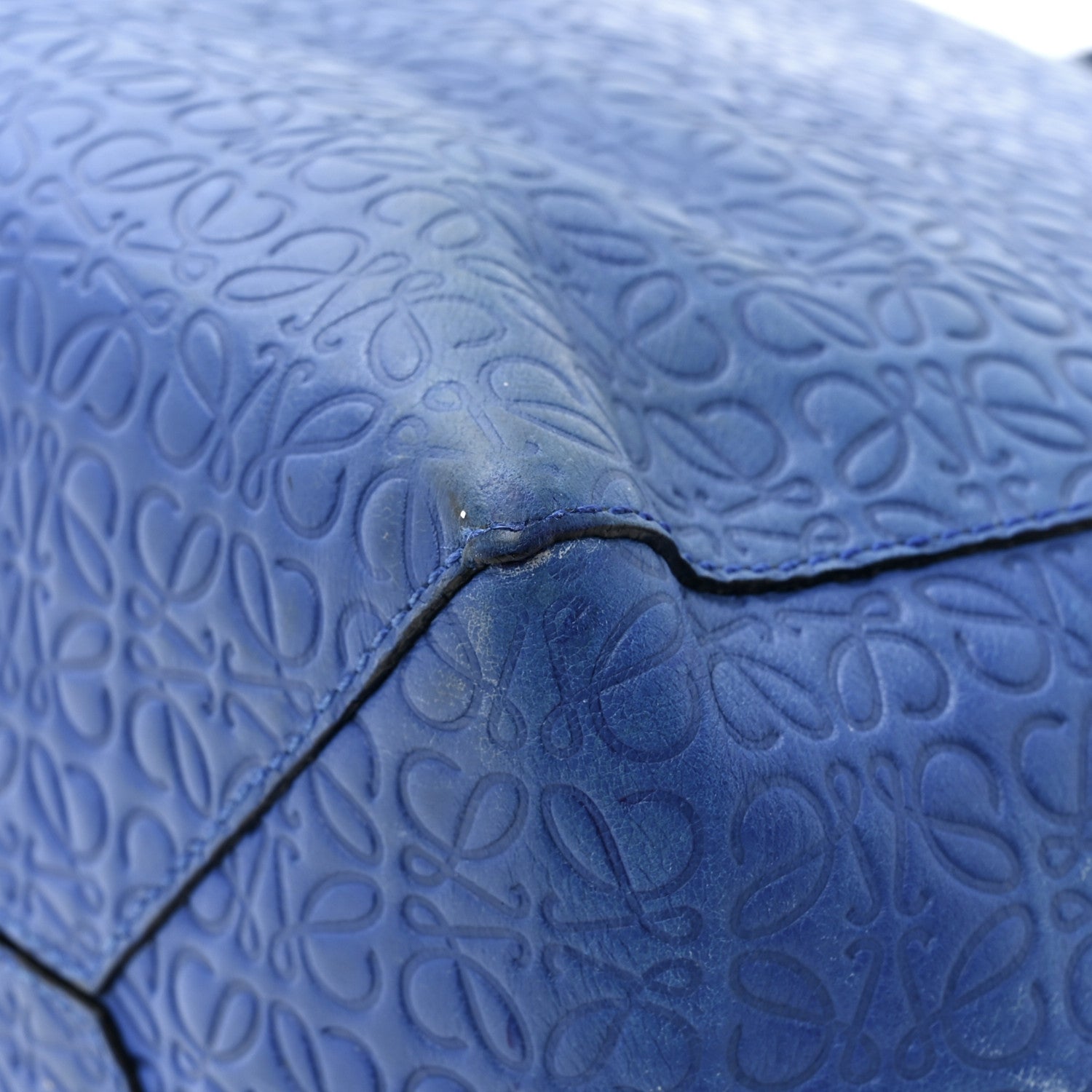 Loewe Calfskin Anagram Embossed Tote Blue 18 of 20