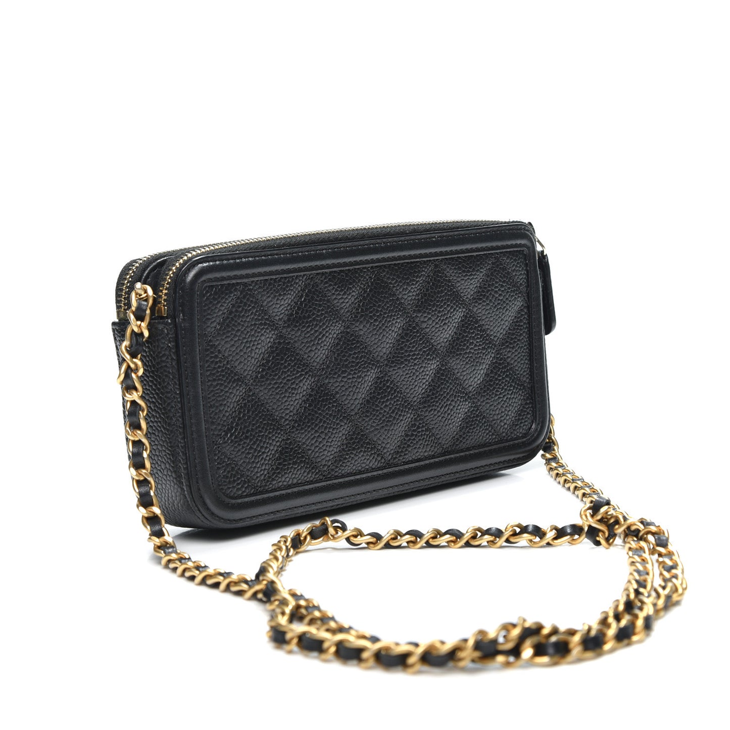 Caviar Quilted CC Filigree Clutch With Chain Black