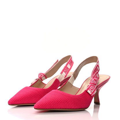 Christian Dior Cotton Ribbon Embroidered J'Adior Slingback 65mm Pumps 37.5 Bright Pink 3 of 8
