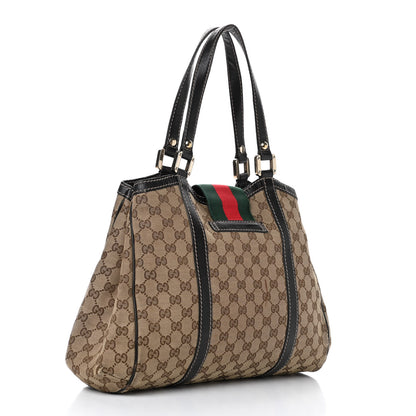 Gucci Monogram New Ladies Web Tote Dark Brown 2 of 9