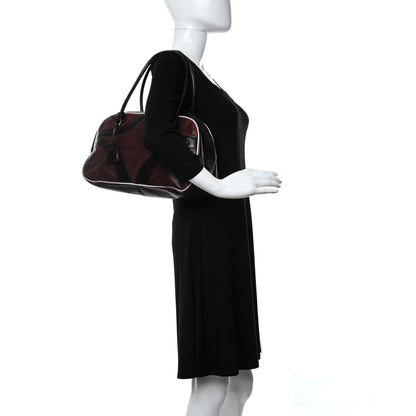 Prada Vitello Drive Perforated Bowling Bag Brown 1 of 12