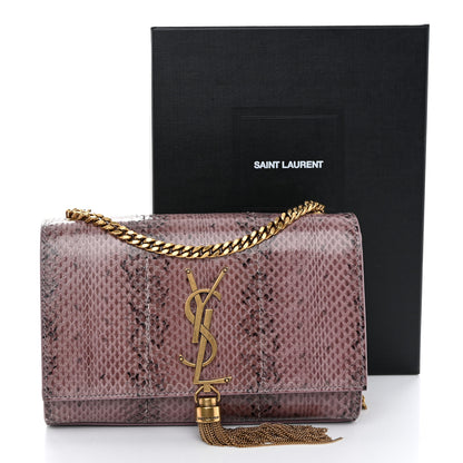 Saint Laurent Snakeskin Small Classic Monogram Kate Tassel Satchel Rose Brown 11 of 11