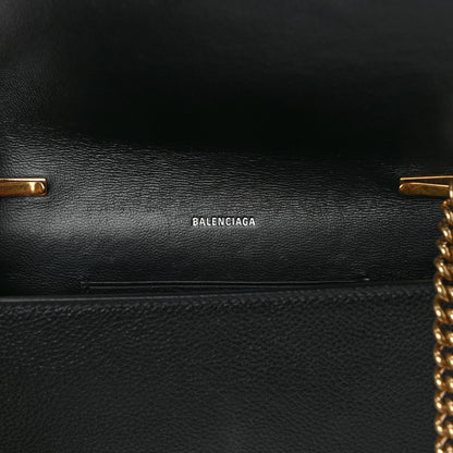 Balenciaga Grained Calfskin Logo Cash Phone Holder Wallet On Chain Black White 6 of 10
