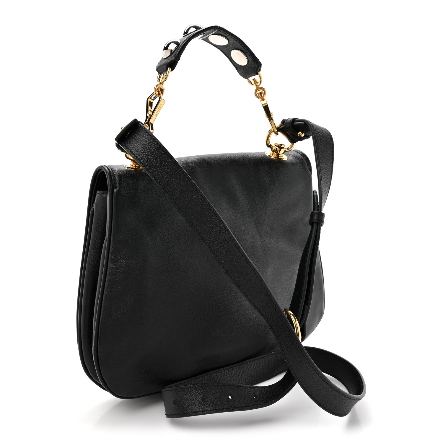 Gucci Roxy Calfskin Web Medium Blondie Shoulder Flap Bag Black 3 of 11