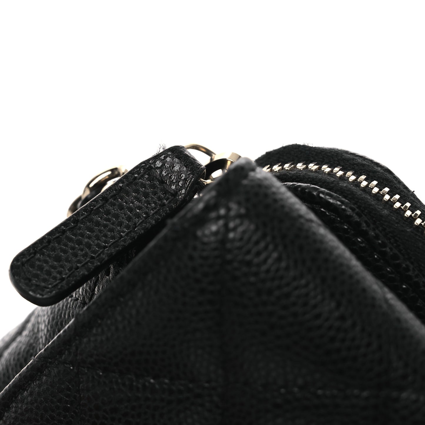 Caviar Quilted Flap Phone Holder With Chain Black