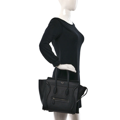 Celine Drummed Calfskin Micro Luggage Black 2 of 9