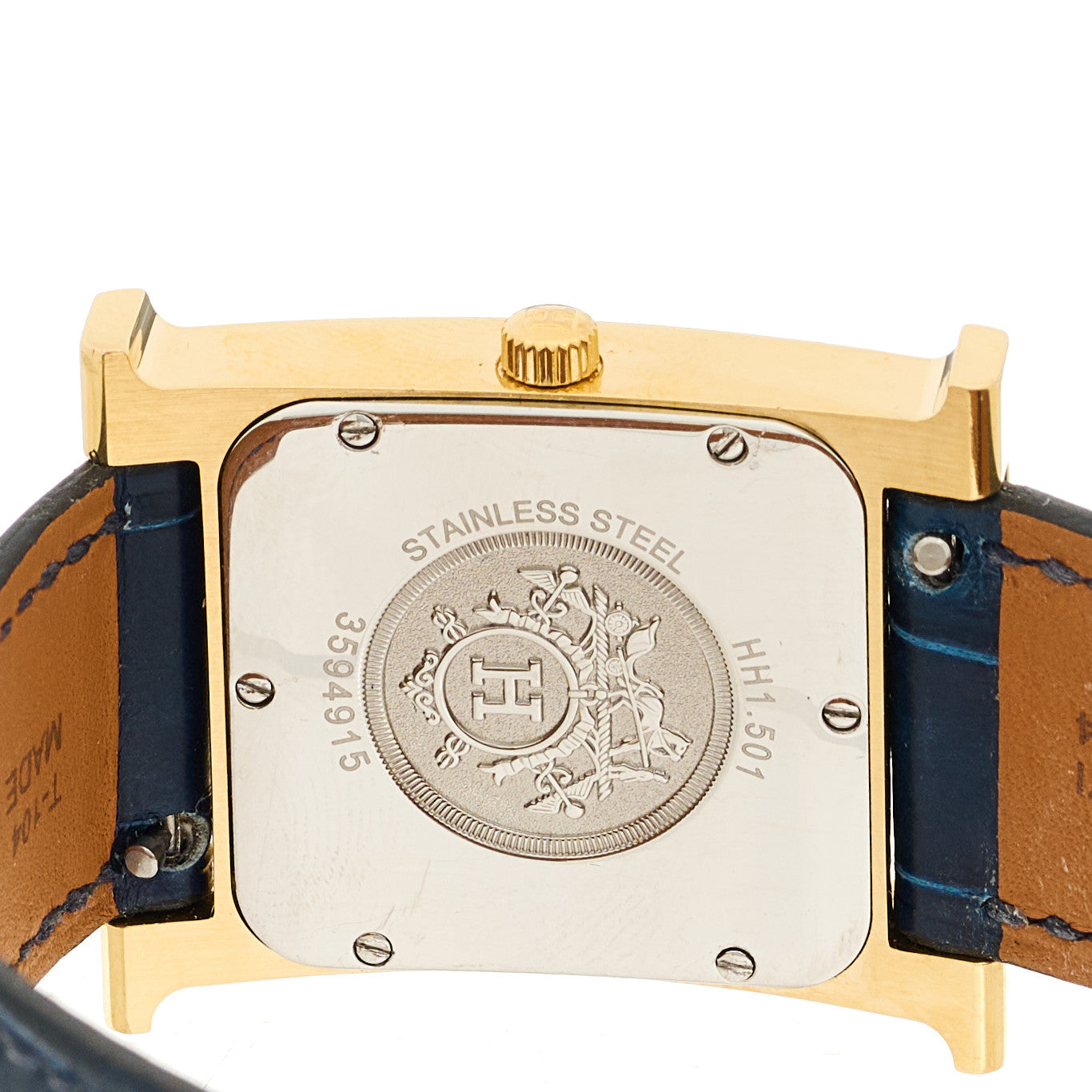 Hermes Stainless Steel Alligator 26mm Heure H Hour Quartz Watch Bleu Roi 4 of 4