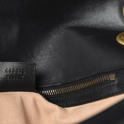 Gucci Calfskin Matelasse Medium GG Marmont Shoulder Bag Black 9 of 11