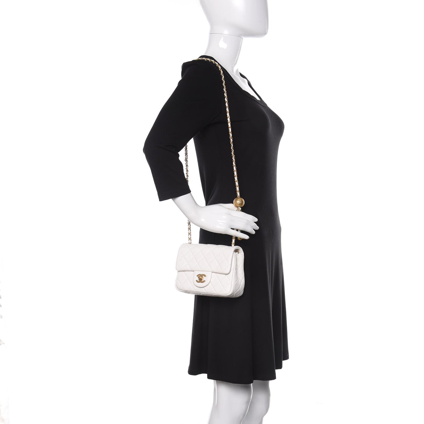 Lambskin Quilted Mini Pearl Crush Flap White