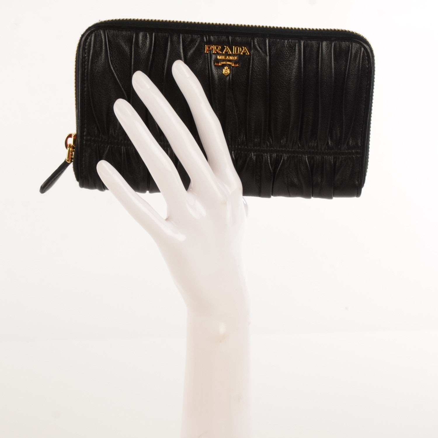 Prada Nappa Gaufre Zip Around Wallet Nero Black 4 of 11
