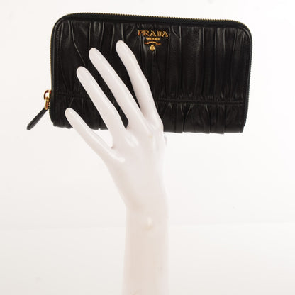 Prada Nappa Gaufre Zip Around Wallet Nero Black 4 of 11