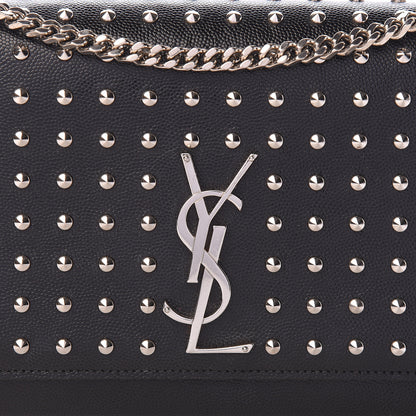 Saint Laurent Grain De Poudre Studded Medium Monogram Kate Satchel Black 11 of 11