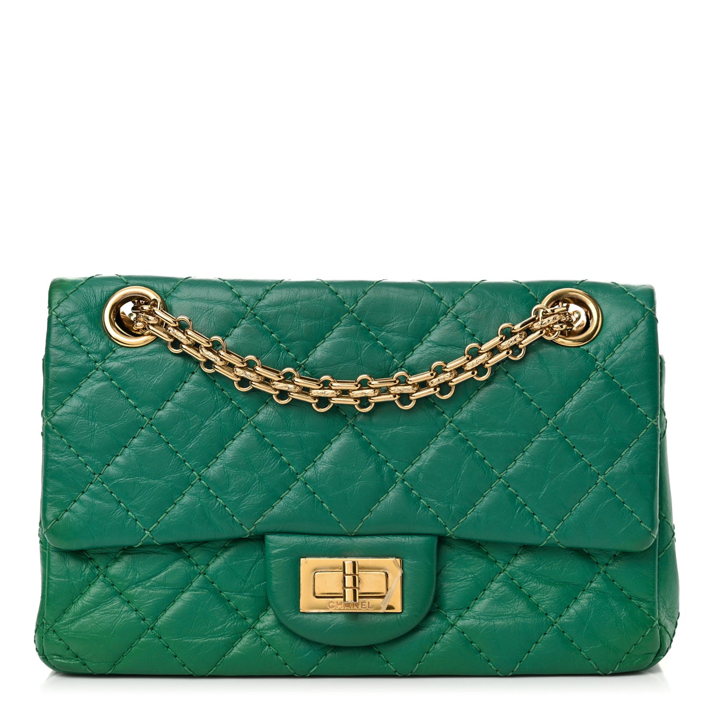 Aged Calfskin Quilted 2.55 Reissue Mini Flap Green