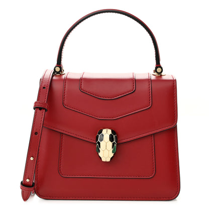 Bulgari Calfskin Serpenti Forever Top Handle Red 3 of 11