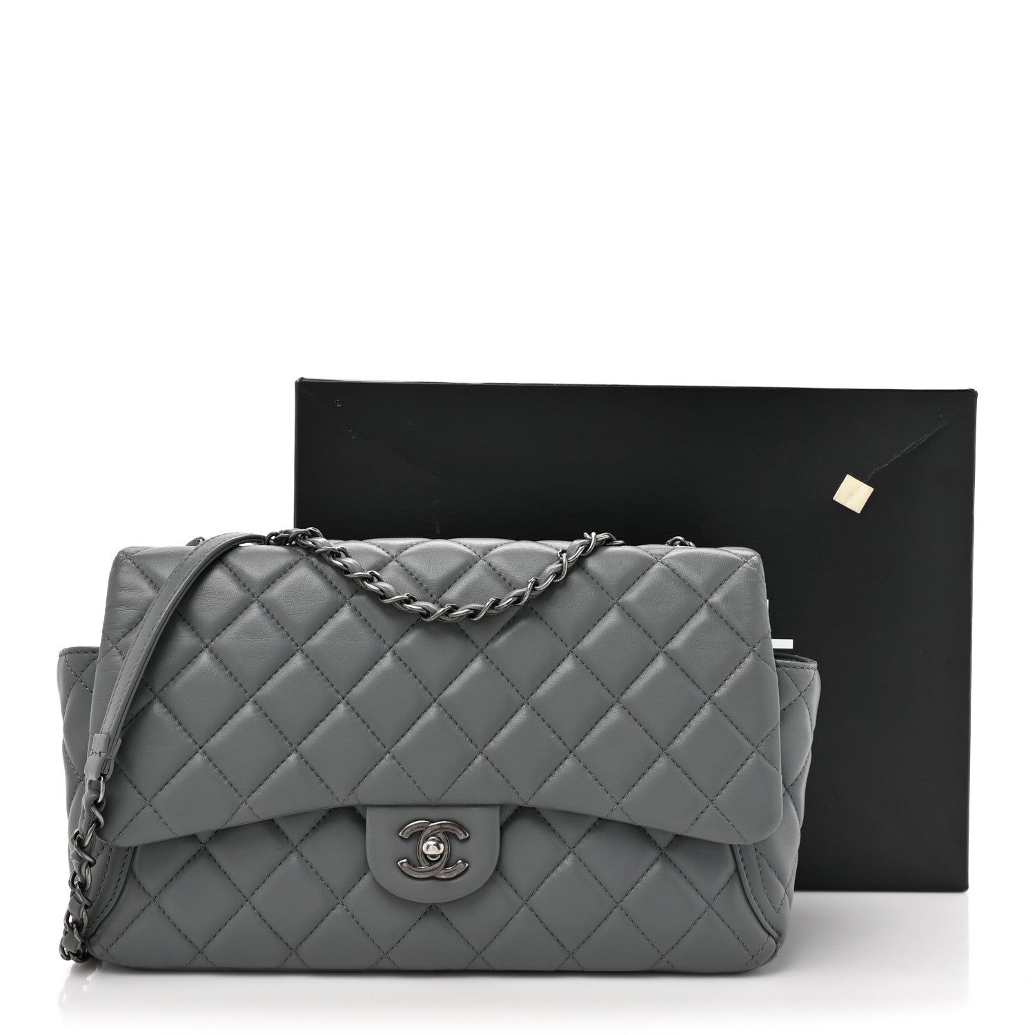 Chanel Lambskin Large Around Pockets Flap Dark Grey 15 of 15