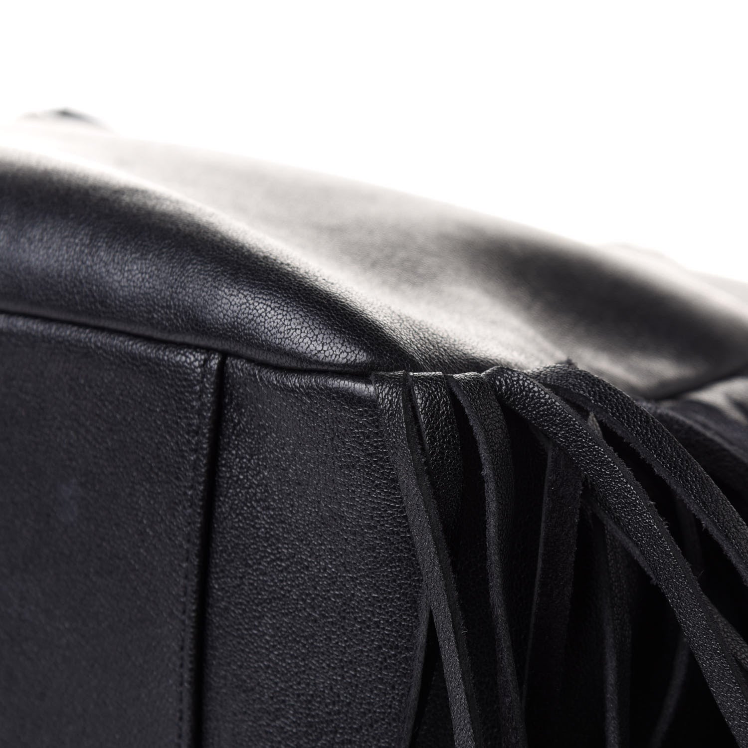 Saint Laurent Calfskin Fringe Monogram Shopping Tote Black 7 of 14