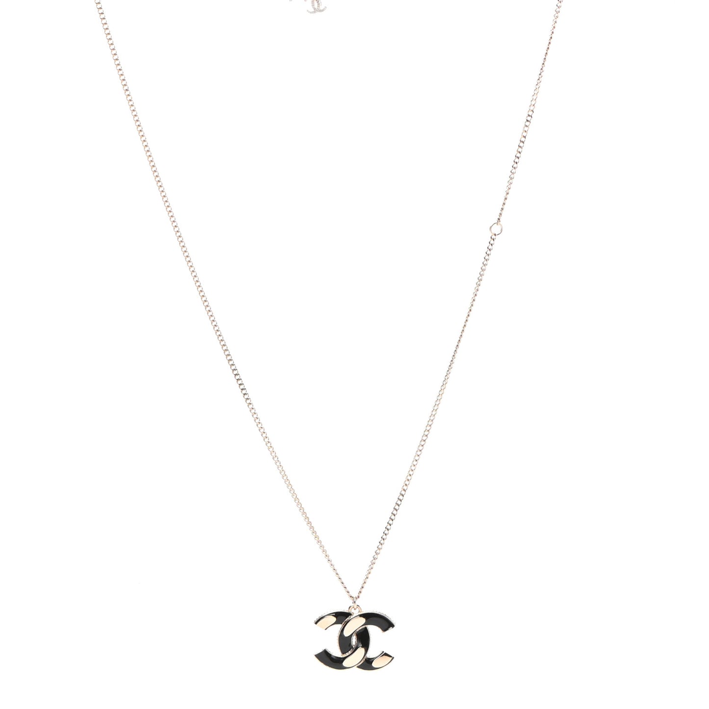 Enamel CC Pendant Necklace Black Light Gold