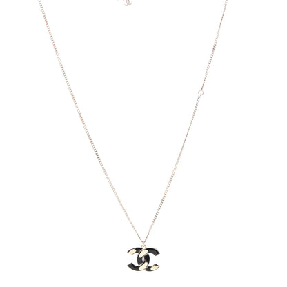 Chanel Enamel CC Pendant Necklace Black Light Gold 1 of 5
