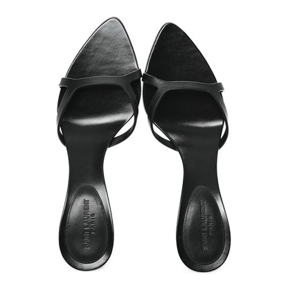 Saint Laurent Calfskin Maine Liscio Carla 60 Mules 37 Black 2 of 10