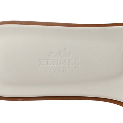 Hermes Box Calfskin Oran Sandals 36.5 White 6 of 8
